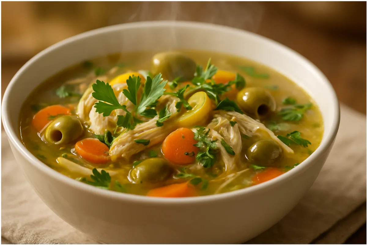 marry me chicken soup in a rustic bowl with creamy broth and fresh herbs